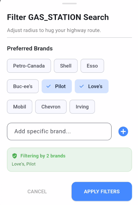 Brand Selection Interface