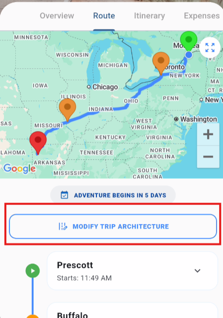 Modify Trip Interface