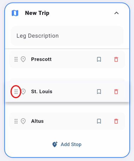 Reordering Stops with Drag and Drop